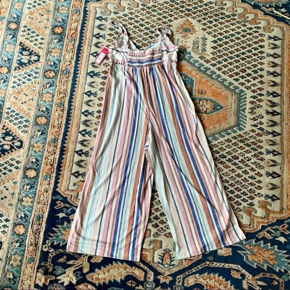 XHILARATION Striped Cropped Coverup Jumpsuit  - Picture 2 of 9